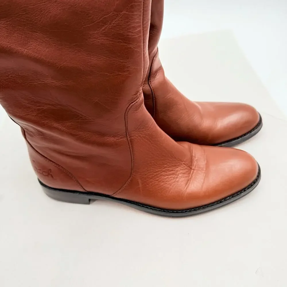 Coach Cheyenne Brown Soft Calf Leather Over the Knee Riding Boots Womens 8